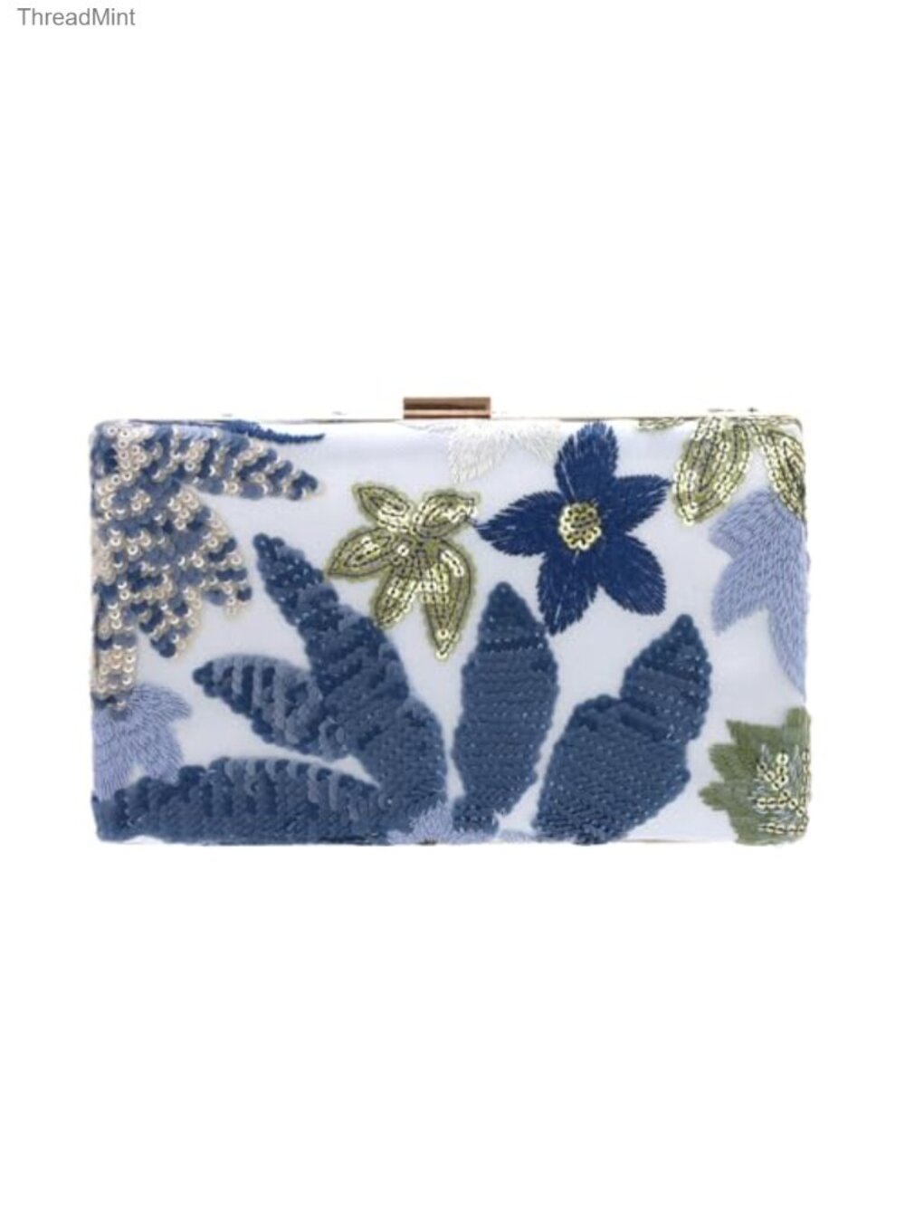 Beaded Floral Clutch Purse for Women Evening Handbag Wedding Formal Silver